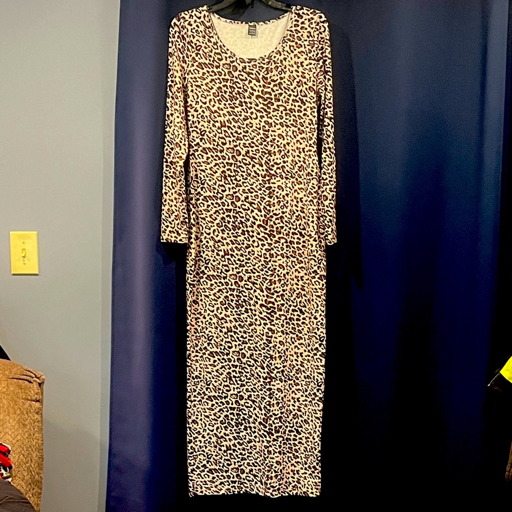 SHEIN Leopard Print Long Body Hugging Dress
